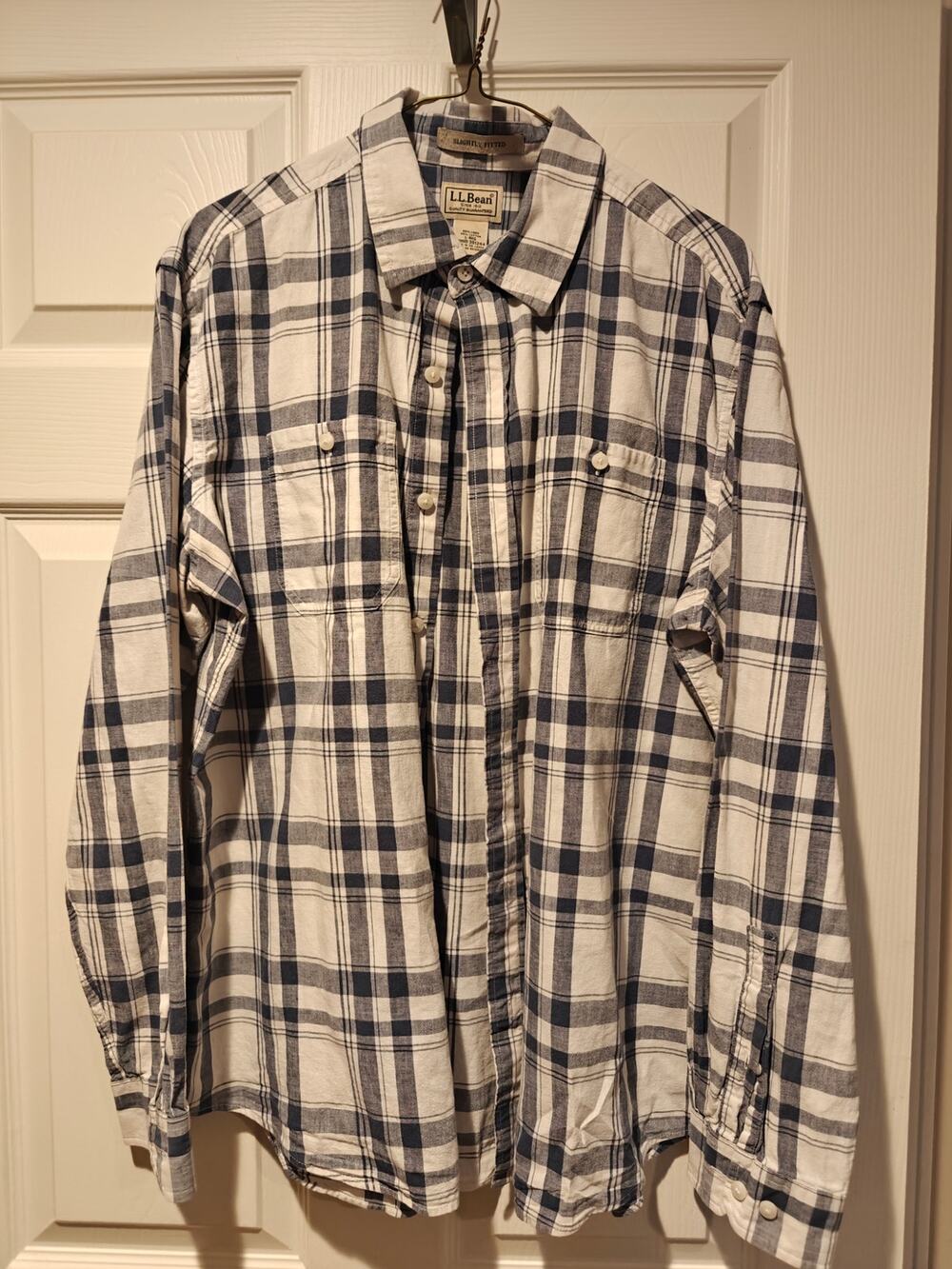 L.L. Bean Slightly Fitted Linen Cotton Blend Top Shirt Women's Size L